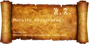 Mersitz Krisztofer névjegykártya